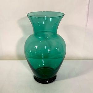 Green teal  Vase Glass Vintage